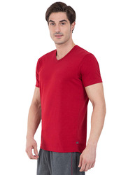 Jockey Men's 24X7 Short Sleeve V-Neck T-Shirt, 2726-0105, Medium, Shanghai Red