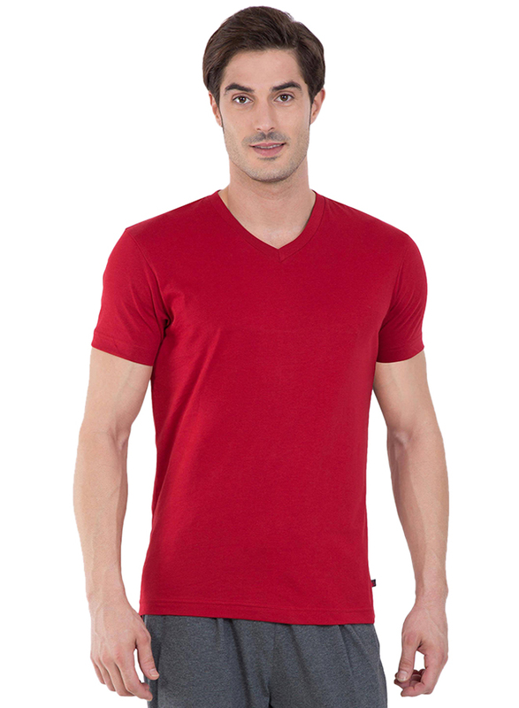 

Jockey Men's 24X7 Short Sleeve V-Neck T-Shirt, 2726-0105, Extra Large, Shanghai Red