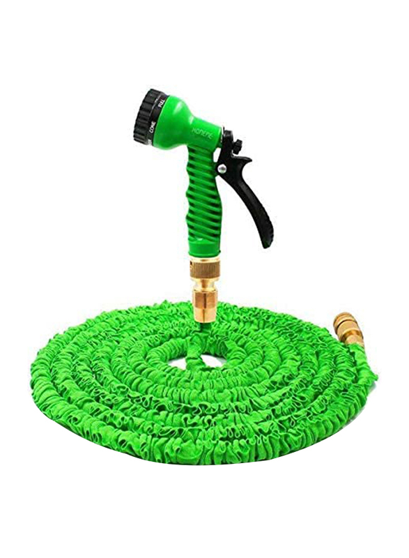 Robustline 75-Feet Latex Magic Garden Expandable Water Hose with Brass Connector and Spray Nozzle, Green