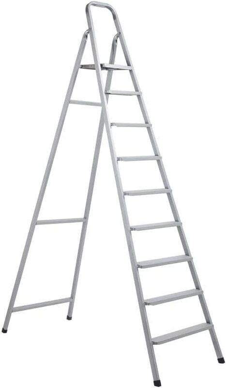 Steel Ladder 9 Steps - White