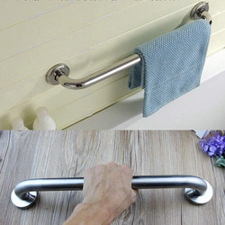 Robustline 19x300mm Stainless Steel D Bar Rosette Type Elderly Shower Support Handle, Silver