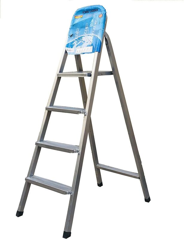 Steel Ladder 4 Steps - Silver