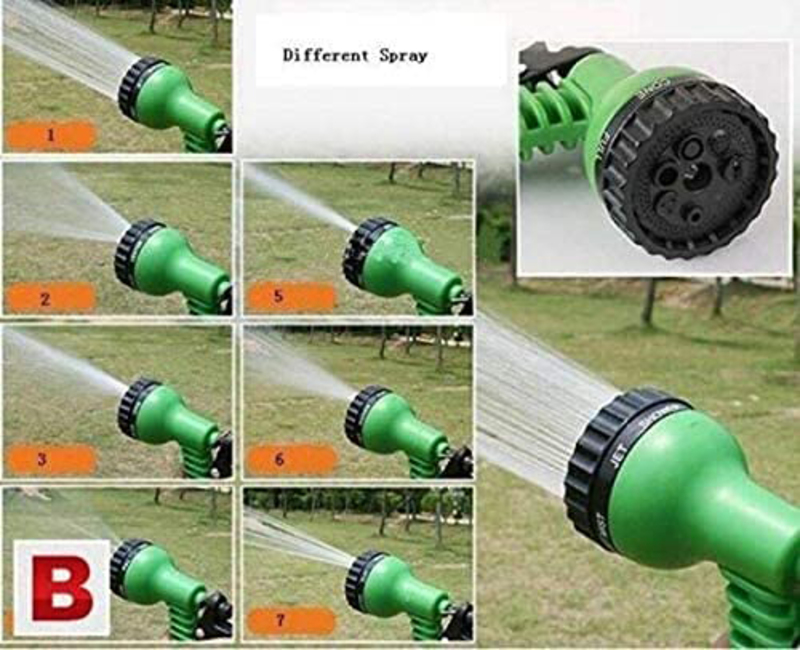 Robustline 75-Feet Latex Magic Garden Expandable Water Hose with Brass Connector and Spray Nozzle, Green