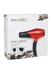 Ikonic Pro 2200 Hair Dryer, HD-2200, Black/Red