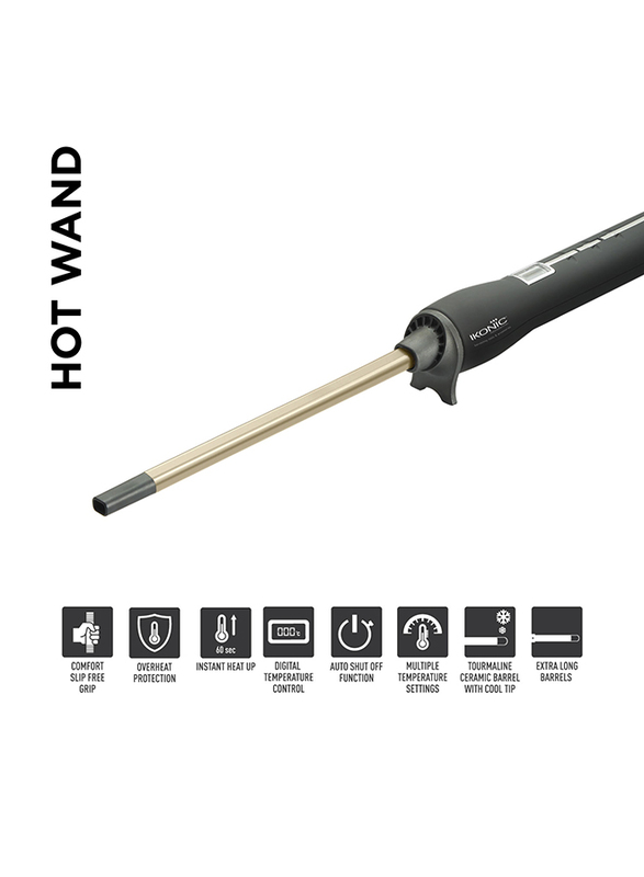 Ikonic Hot Wand Hair Curler, Black