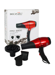 Ikonic Pro 2200 Hair Dryer, HD-2200, Black/Red