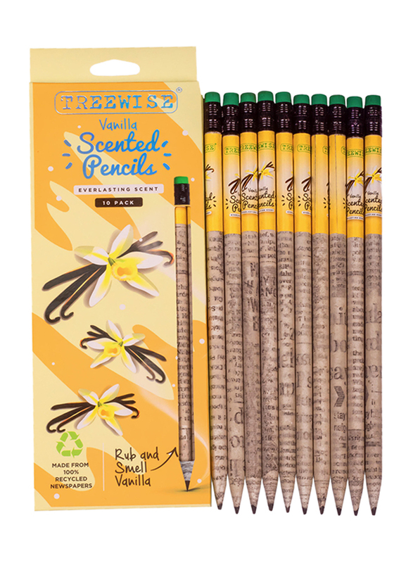 Treewise Vanilla Scented Pencils Set, 10 Pieces, Black