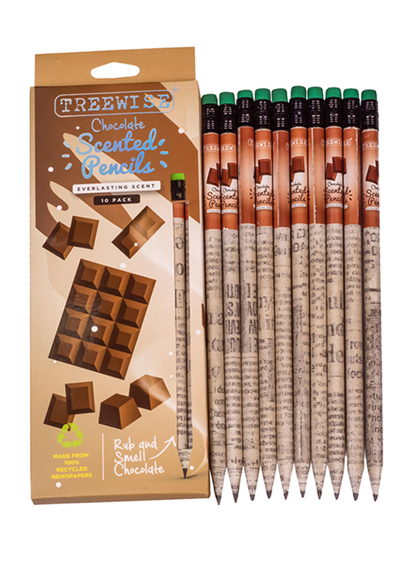 Treewise Chocolate Scented Pencils Set, 10 Pieces, Black