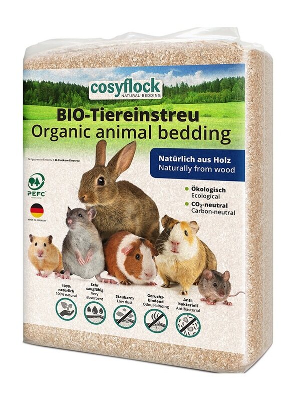 

Cosyflock Bio-Tiereinstreu Organic Animal Bedding, 3.9 L Pressed Bedding - 13 L Loose Bedding, Brown