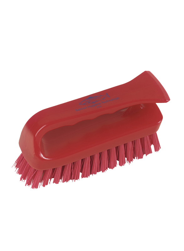 Swip Scrub Brush with Handle, 14 x 6 x 7cm, Red