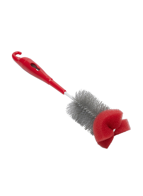 Swip Bottle Brush with Sponge, 30 x 5cm, Red/Silver