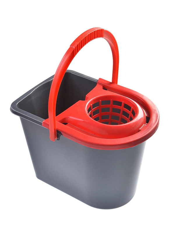 Swip Mop Bucket with Wringer, 10 Litres, Red/Grey