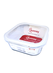 Sunray Borosilicate Glass Square Food Container, 1200ml, Clear