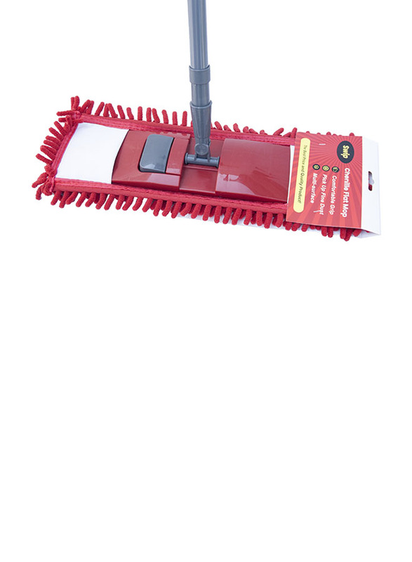 Swip Chenille Flat Mop, 148 x 14cm, Red/Grey
