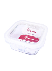 Sunray Borosilicate Glass Square Food Container, 320ml, Clear