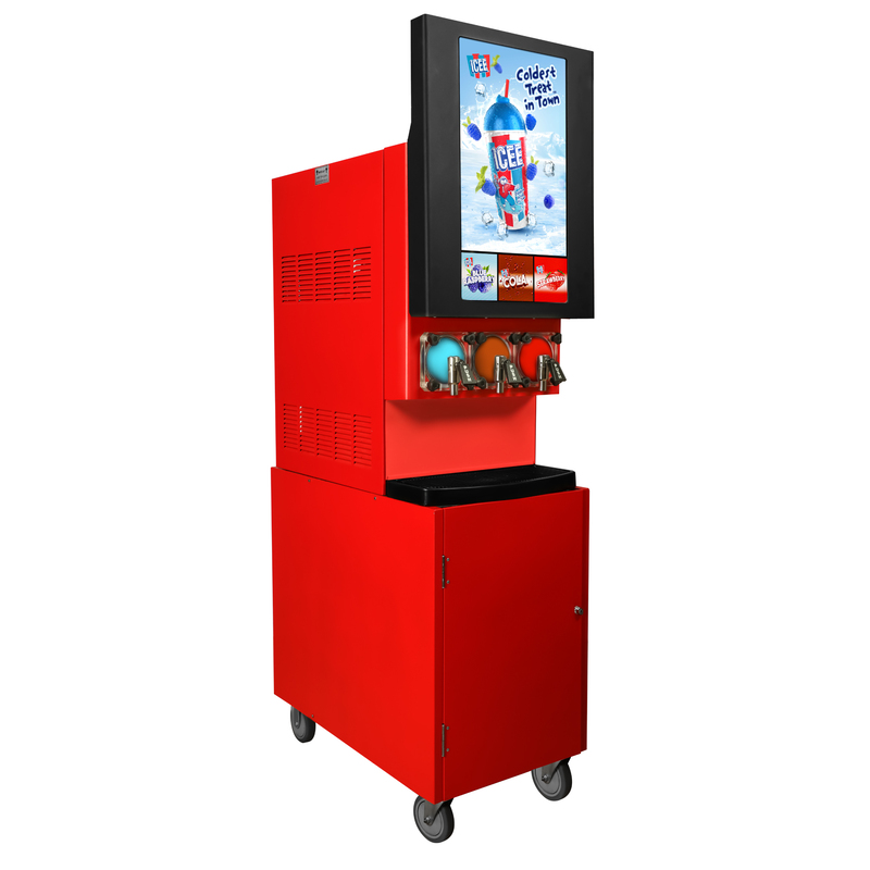 Just Chill Drinks Co. ICEE 773 Cold Beverage Drink Dispenser with 3 Barrels, LCD Screen , Programmable Defrost, High Capacity