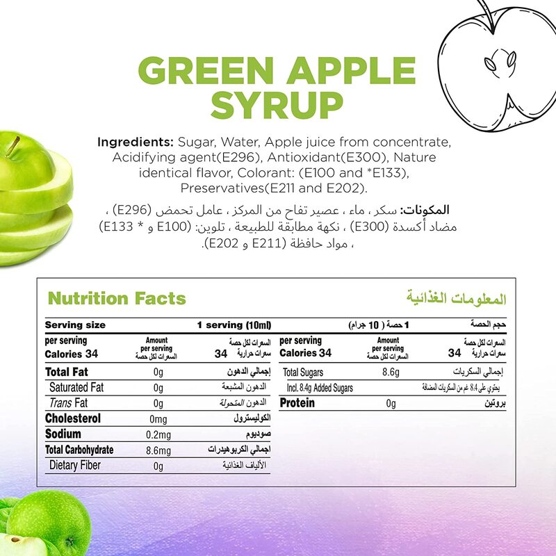 Just Chill Drinks Co. Green Apple Fruit Syrup, 1 Litre