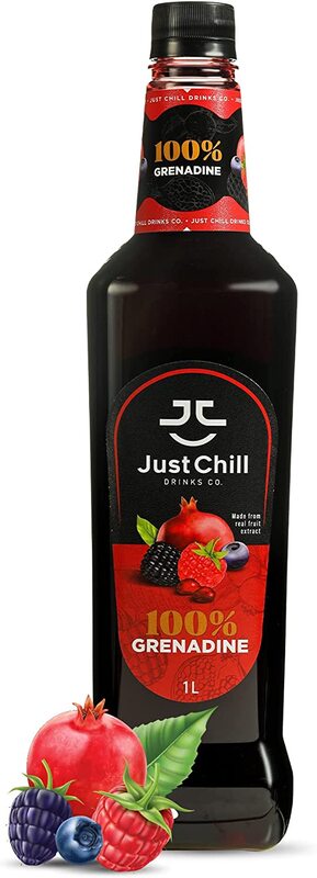 Just Chill Drinks Co. Grenadine Syrup, Made From 100% Real Fruit Extract, 1 Litre