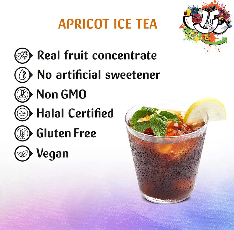 Just Chill Drinks Co. Apricot Iced Tea Syrup, 1 Litre