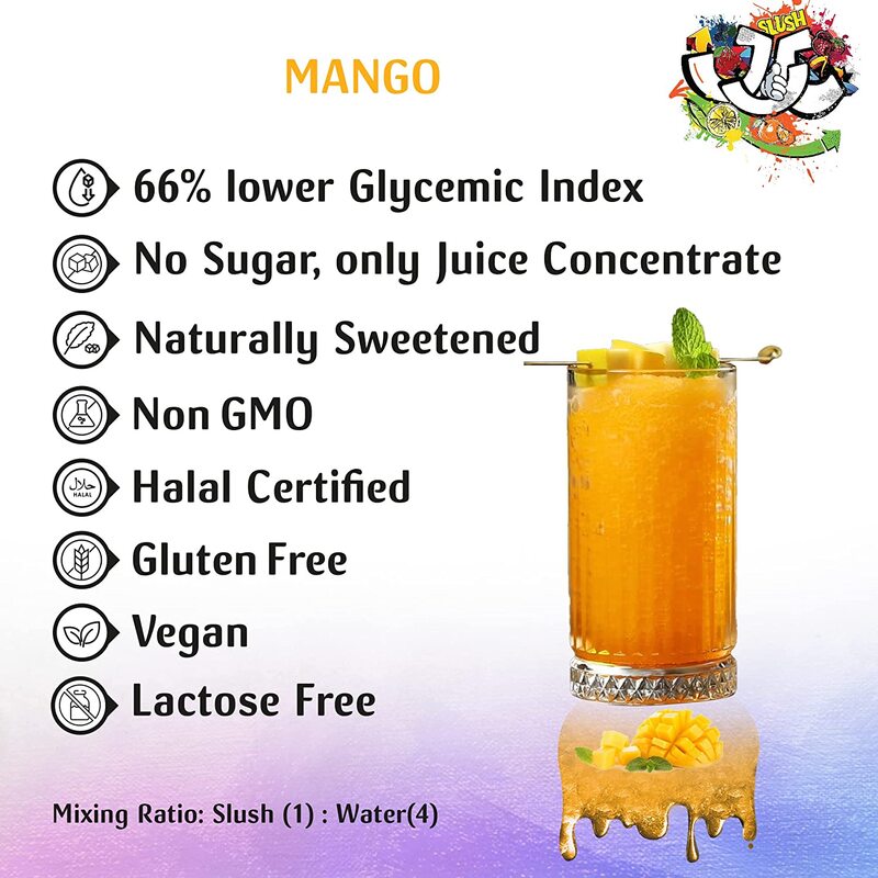 Just Chill Drink Co. Mango Slush, Made From 100% Real Fruit Extract, 1.89 Litre