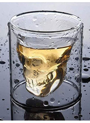 1Chase 2-Piece Double Layer Crystal Skull Head Glass, 250ml, Clear