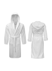 1Chase Hooded Bathrobe For Adults, White