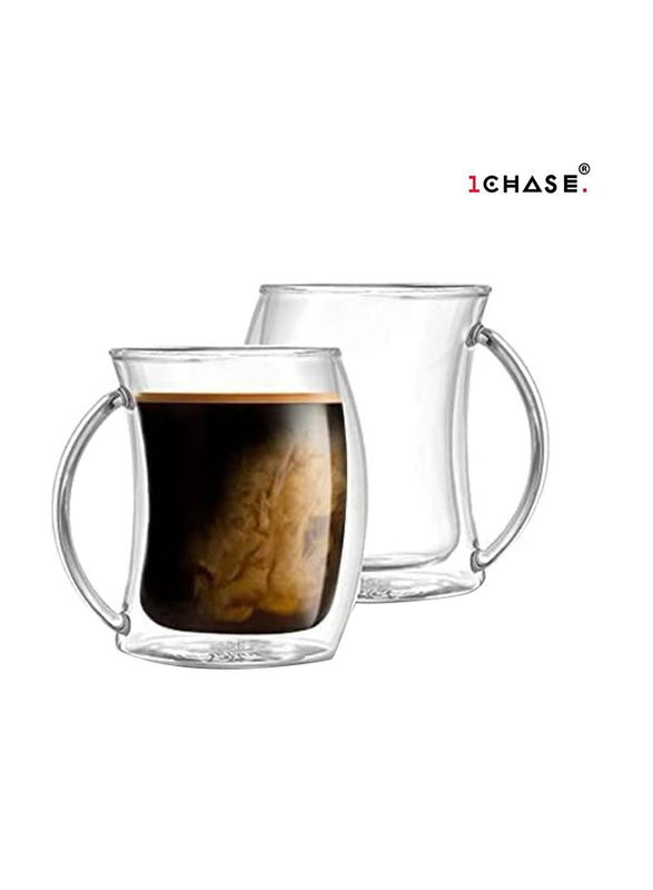 1Chase 2-Piece Double Wall Drinking Cup with Handle, Clear