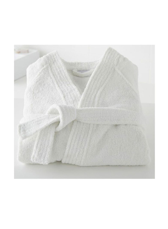 Lushh Terry Cotton Kimono Bathrobe, L/XL, White
