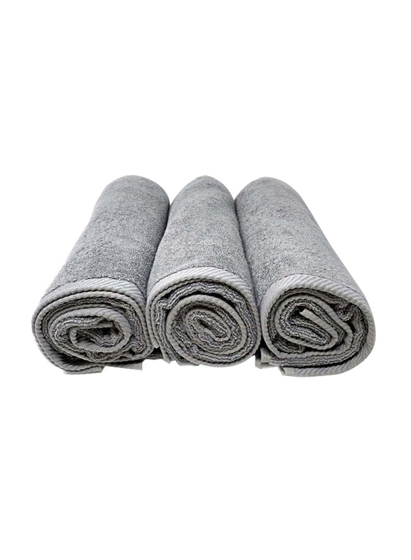 Lushh Cotton Bath Towel Set, 3 Pieces, Silver