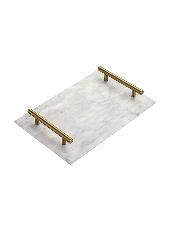 1Chase Marble Tray, White/Gold