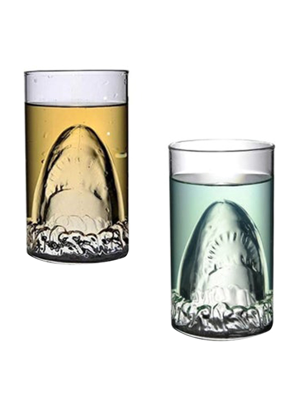 1Chase 2-Piece Double Wall Shark Head Glass, 350ml, Clear