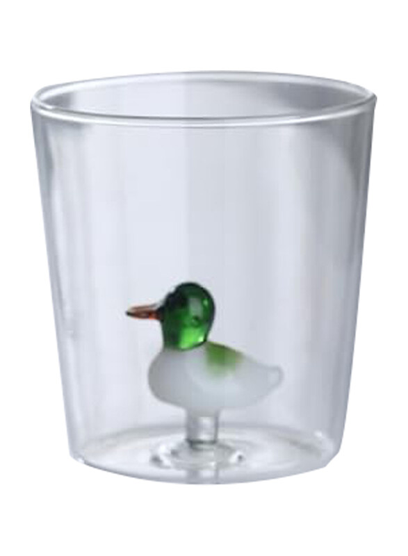 

1Chase 300ml Borosilicate Glass Three Dimentional Duck Animal Design Cup, Clear