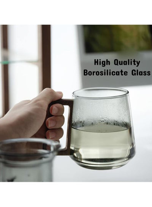 1Chase Borosilicate Glass Mug with Infuser, Walnut Lid and Handle, 500ml, Smokey Grey