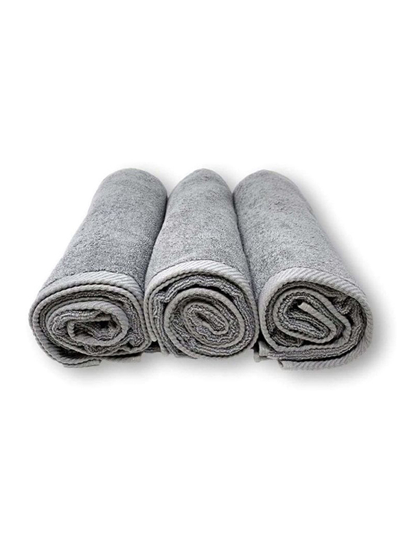 Lushh Cotton Bath Towel Set, 3 Pieces, Silver