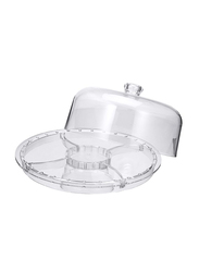1Chase 3-in-1 Acrylic Multi-Function Cake Stand With Dip Bowl And Punch Bowl, Clear