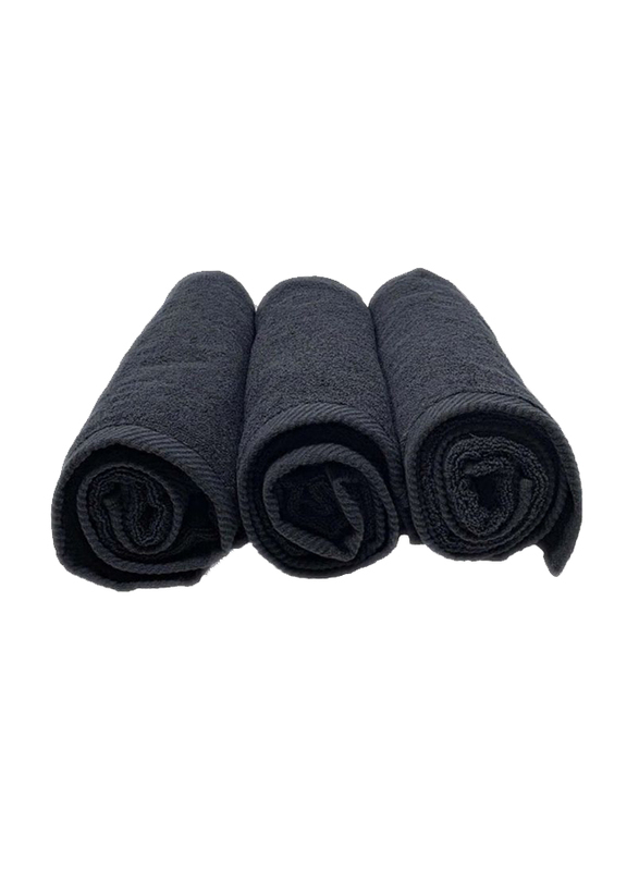 Lushh Cotton Bath Towel Set, 3 Pieces, Black