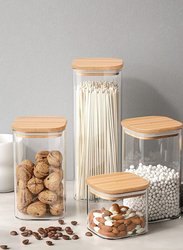 1Chase 2-Piece Square Storage Jar With Bamboo Lid, Clear