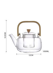 1Chase 1000ml Borosilicate Glass Teapot with Glass Infuser, Clear/Brown