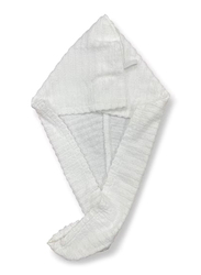 1Chase Ribbed Cotton Hair Towel Wrap, White