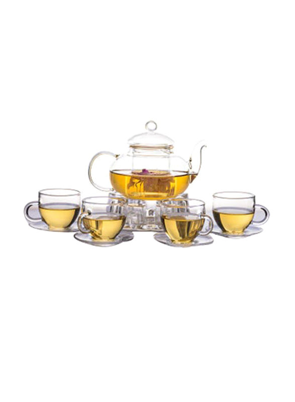 1Chase 6-Piece Glass Borosilicate Teapot Set, Clear