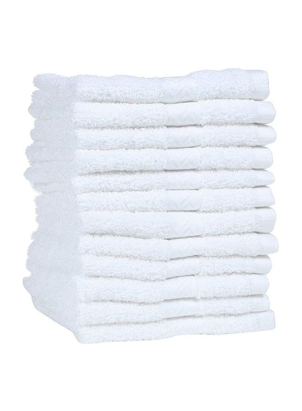1Chase Premium Hotel Salon Quality Face Towel, 12 Pieces, White