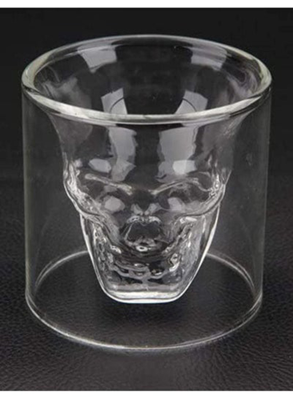 1Chase 2-Piece Double Layer Crystal Skull Head Glass, 250ml, Clear