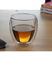 250ml Glass Heat Resistant Double Layers Tea Cup, 8.2 x5.5 x 8.8cm, Clear