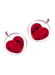 1Chase 2-Piece Double Wall Heart Shape Glass with Handle, 180ml, Clear
