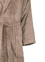 Lushh Cotton Shawl Collar Bathrobe, M, Dark Beige