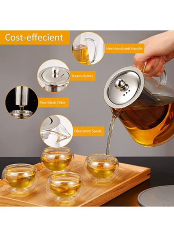 1Chase 6-Piece Borosilicate Glass Teapot Set, Clear