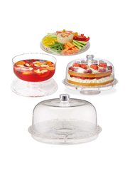 1Chase 3-in-1 Acrylic Multi-Function Cake Stand With Dip Bowl And Punch Bowl, Clear