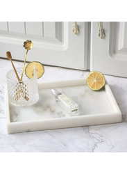 1Chase Rectangular Natural Stone Marble Decorative Trinket Vanity Serving Tray, White