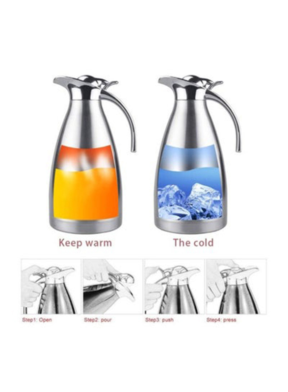 1Chase Stainless Steel Vacuum Double Wall Insulated Coffee Tea Pot, 1500ml, Silver