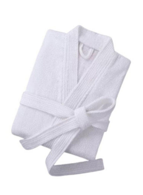 Lushh Terry Cotton Kimono Bathrobe, L/XL, White